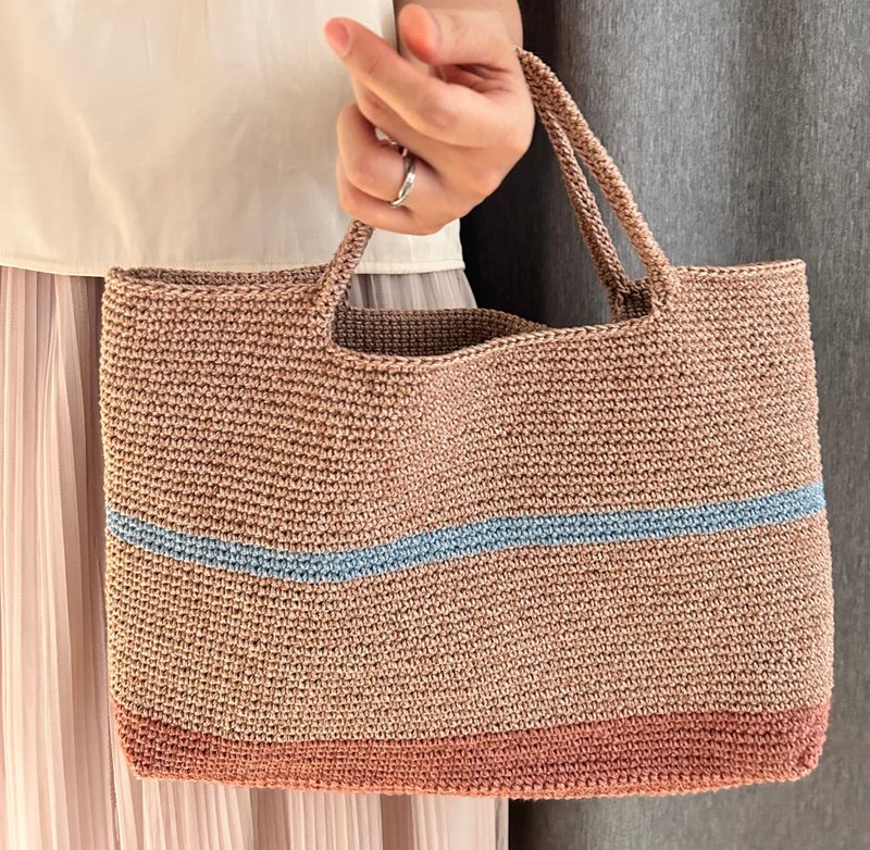 [First Line] Linen and Linen Handwoven Bags Designer Handmade Products - กระเป๋าถือ - ผ้าฝ้าย/ผ้าลินิน สึชมพู