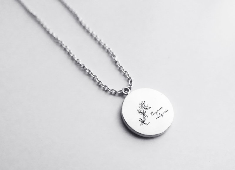 Plant Illustrated Book-Thyme - Necklaces - Sterling Silver Silver