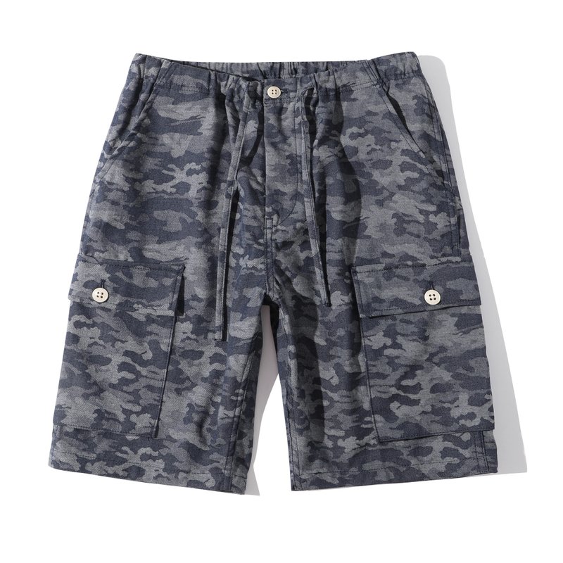 Japanese  camouflage denim cargo shorts - Unisex Pants - Cotton & Hemp Multicolor