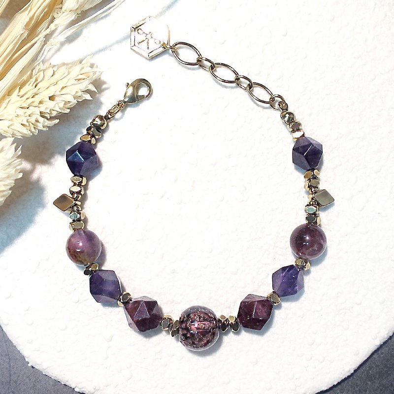VIIART. Suixiang-desire. Fragrance Beads Vintage Retro gold vintage Bronze bracelet - Bracelets - Other Metals Purple
