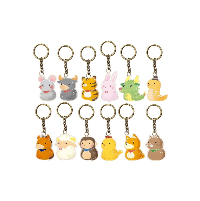 【客製化禮物】十二生肖鑰匙圈 開運鑰匙圈 可刻字 - 鑰匙圈/鑰匙包 - 木頭 