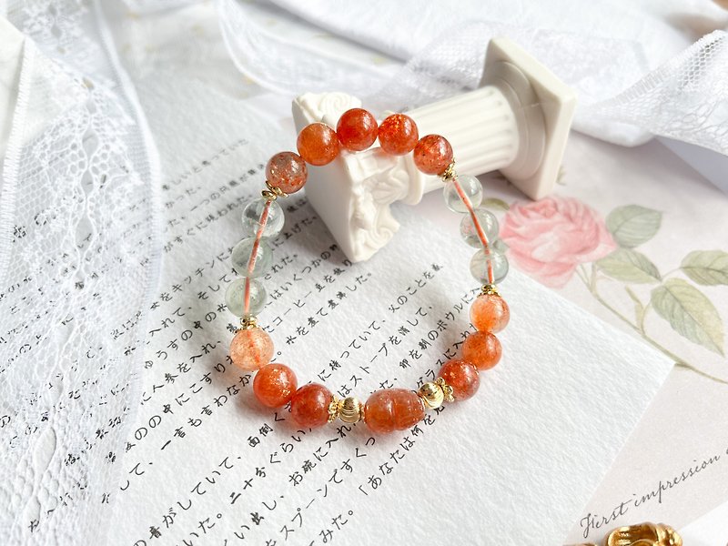 [One thing, one picture] Arusha sunstone Pixiu 14K gold-coated design bracelet - Bracelets - Crystal Orange