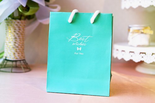 幸福朵朵 婚禮小物 花束禮物 Tiffany藍 Best Wishes小手提袋 | 禮物袋 包裝袋 生日 聖誕 婚禮