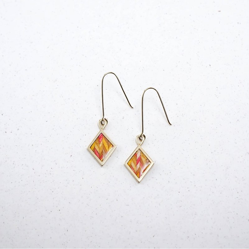 Yoki style diamond earrings/pink - Earrings & Clip-ons - Other Metals Pink