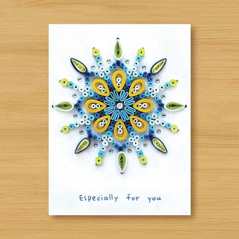 Handmade Rolled Paper Cards_ Blue Summer Mandala Especially for you - การ์ด/โปสการ์ด - กระดาษ สีน้ำเงิน