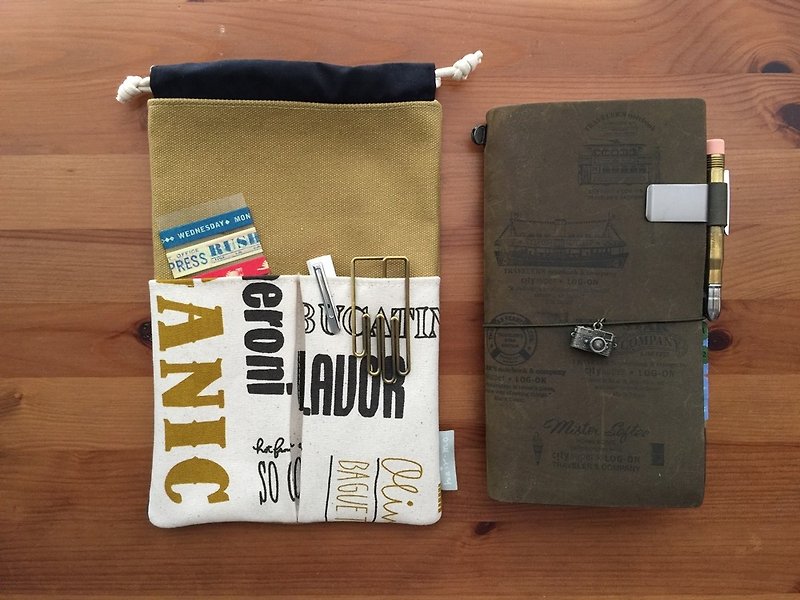 Hairmo industrial style text pocket/notepad storage bag (tn/hobo/MD/diary) - Notebooks & Journals - Cotton & Hemp Brown