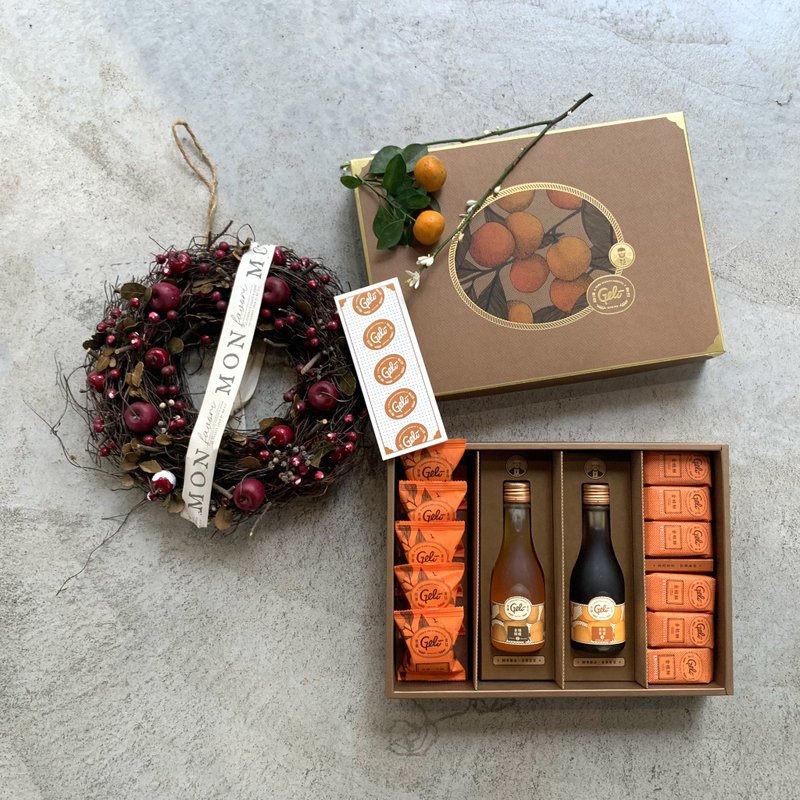 Ju Feng gift box LB4 (5 pieces of crispy cake + 6 pieces of kumquat crisp + concentrated juice/dipping sauce + optional) - comes with carrying bag - Cake & Desserts - Fresh Ingredients 