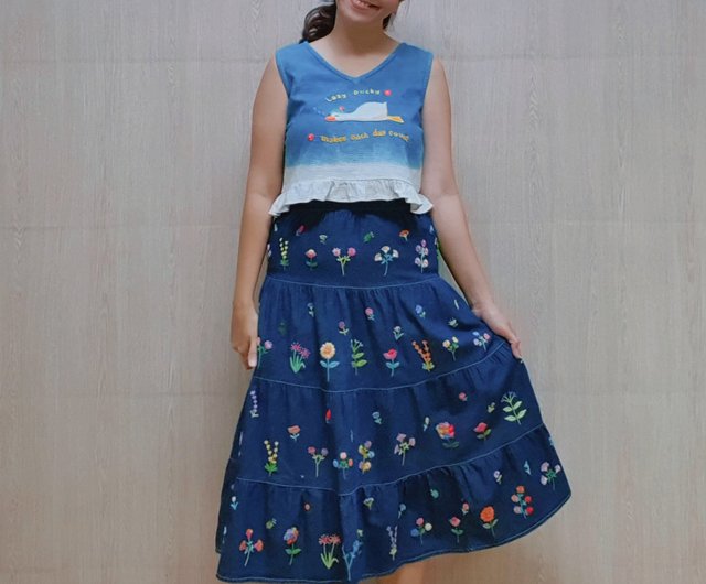 Hand Embroidery Skirt, Cotton Fabric, Various Flowers, 2