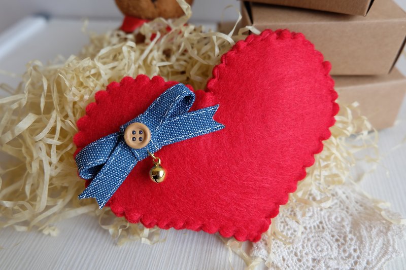 sleeping original handmade Valentine's Day [my heart] steel Beng children bags - กระเป๋าใส่เหรียญ - ขนแกะ สีแดง