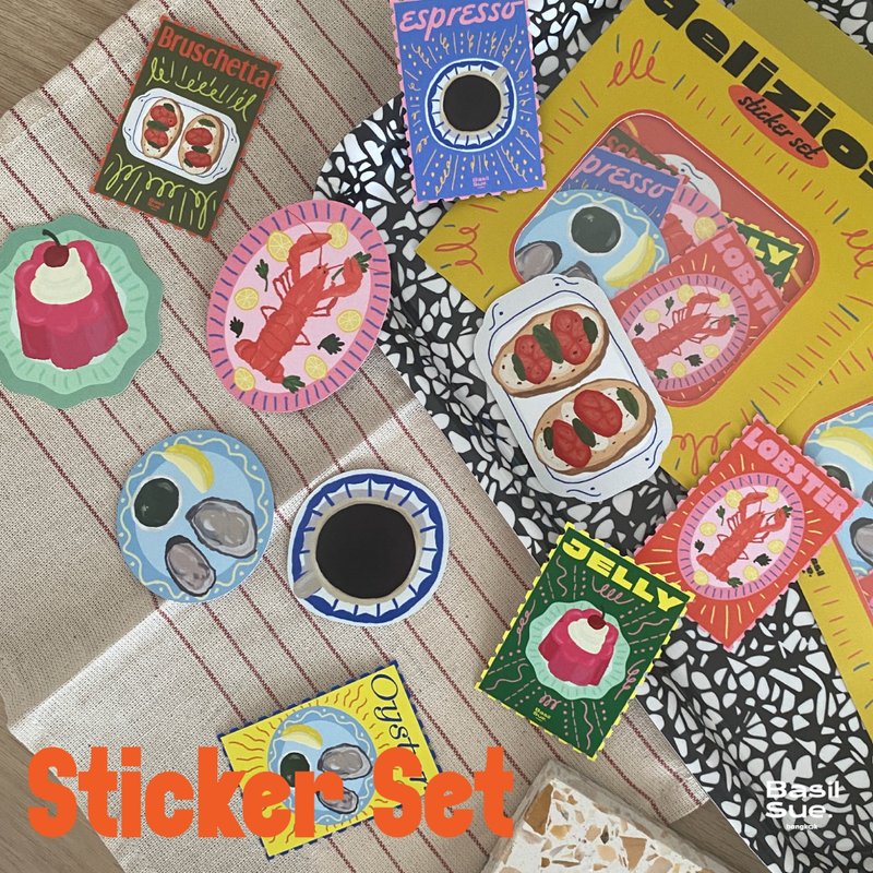 Delizioso Sticker Set (10 ชิ้น/เซ็ท) - 貼紙 - 其他材質 粉紅色