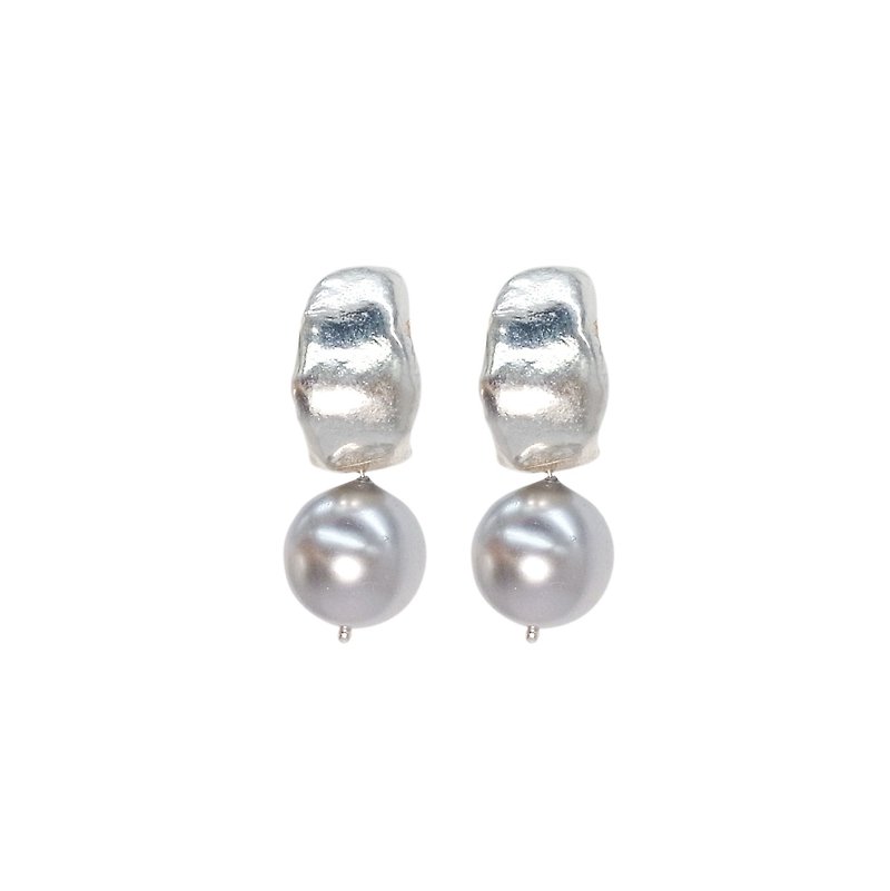 銀珍珠耳環/ 珍珠耳環/ 925純銀耳環 - 耳環/耳夾 - 其他金屬 銀色