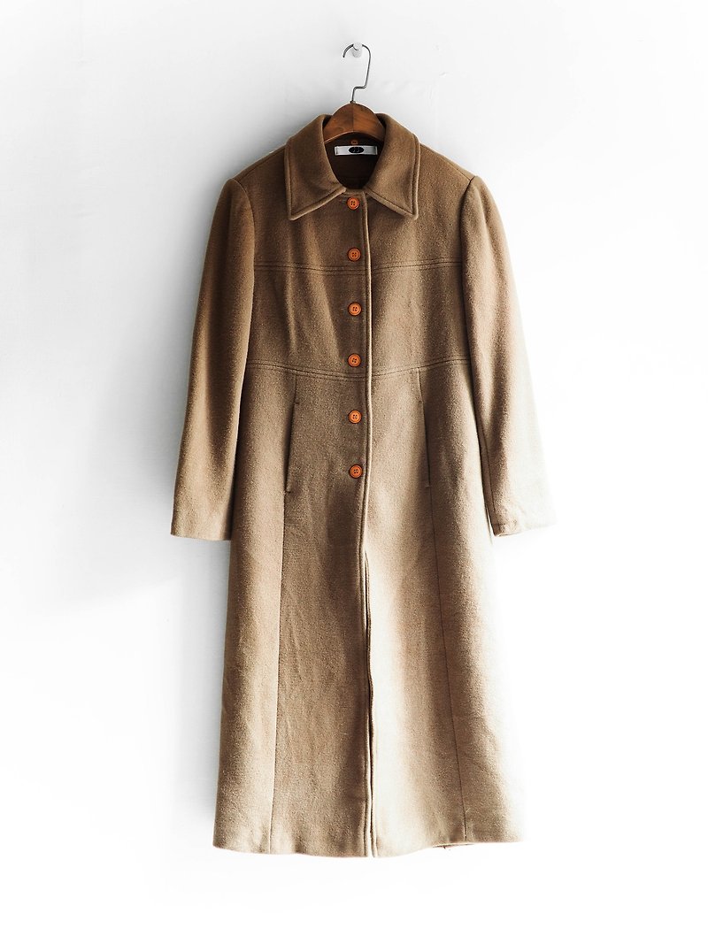 River Hill - Kanagawa Earl latte French woman antique wool sheep wool wool coat jacket vintage wool vintage overcoat - เสื้อแจ็คเก็ต - ขนแกะ สีนำ้ตาล