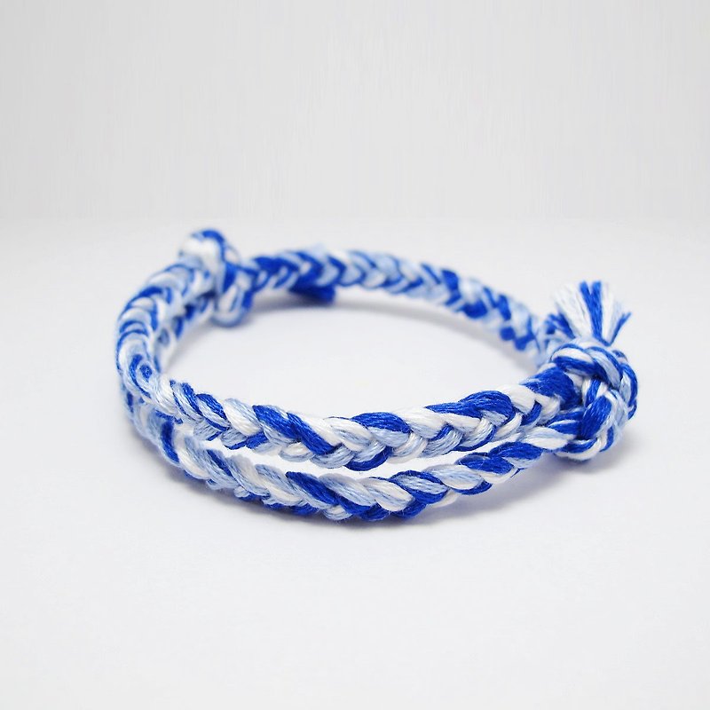 [MUCHU Mu Orange] Make a wish. Wishing woven bracelet / hand rope (012) - Bracelets - Cotton & Hemp Blue