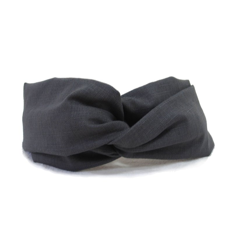 Winter gray plain cross headband - Headbands - Cotton & Hemp Gray