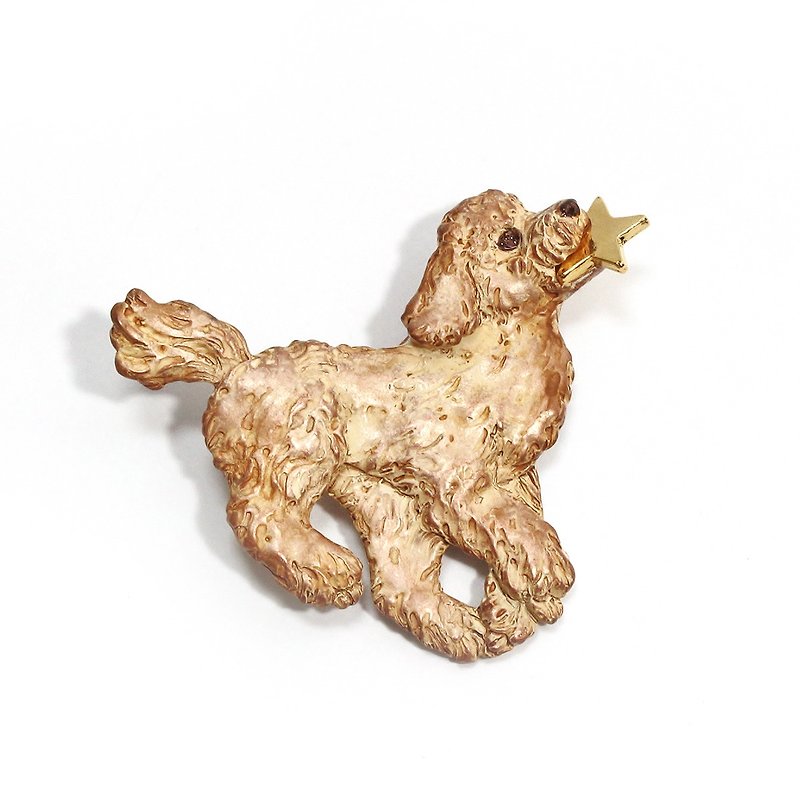 Poodle brooch PB114 - Brooches - Other Metals Brown