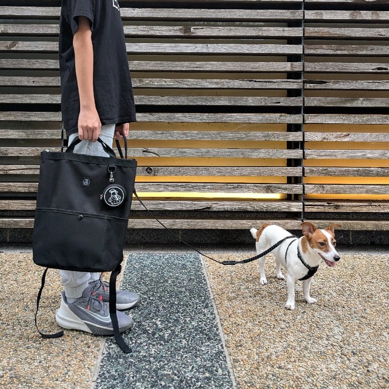 TiDi 經典個性黑大嘴巴寬口背包 (L) 無蓋款 + 贈小雪人小掛包 - 背囊/背包 - 防水材質 黑色