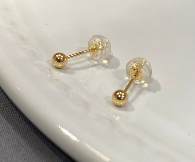 K18 GOLD】18金 3mm ボール ピアス 18KP1 - Shop zoeplus Earrings