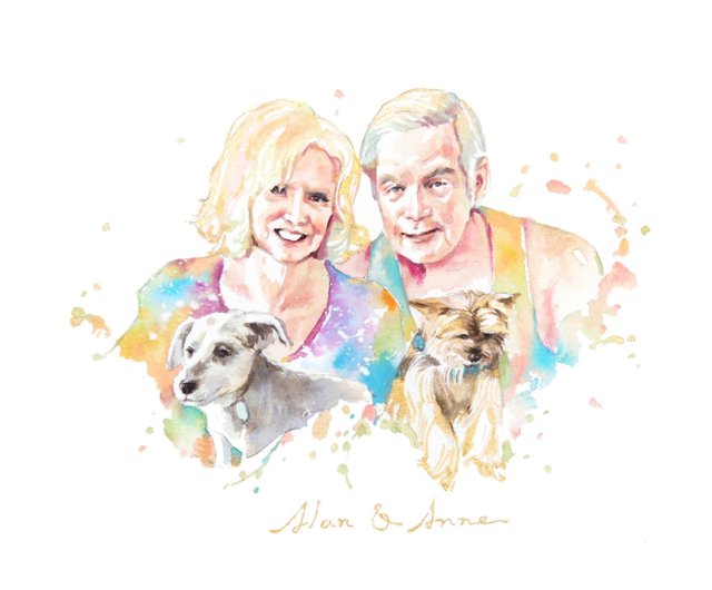 Custom Watercolor Wedding Portrait Digital Painting Shirts 