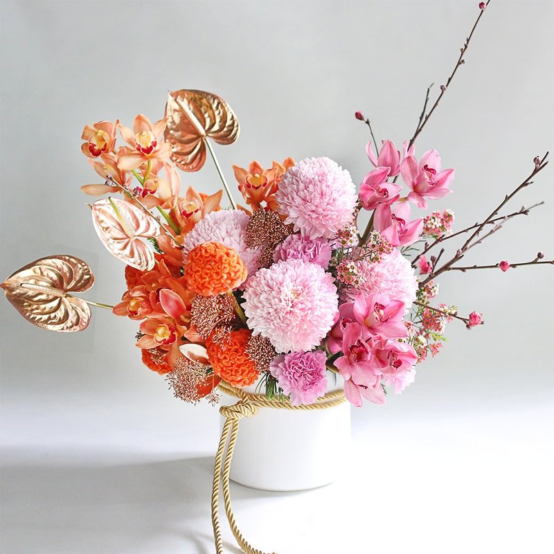 【芳煦 (ほうく) 】旧正月アレンジメント / 台北・新北限定 - ドライフラワー・ブーケ - 寄せ植え・花 ピンク