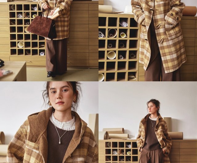 【美品】バーバリーブルーレーベル　ダッフルコート　ノバチェック　毛　キャメル　L バーバリーブルーレーベル ダッフルコート キャメル ノバチェック L