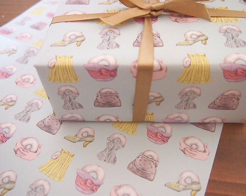 Wrapping Paper - Take out Donuts. - Gift Wrapping & Boxes - Paper White