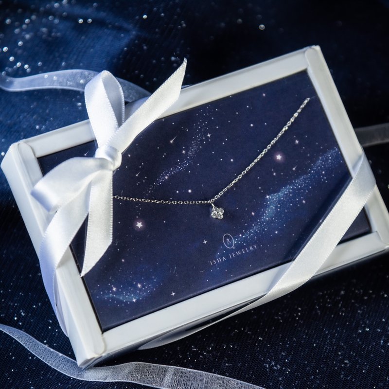 【即日発送】ミニ四つ葉のクローバーネックレス ロマンチック星空ギフトセット クリスマスプレゼント バレンタインデー - ネックレス - スターリングシルバー 