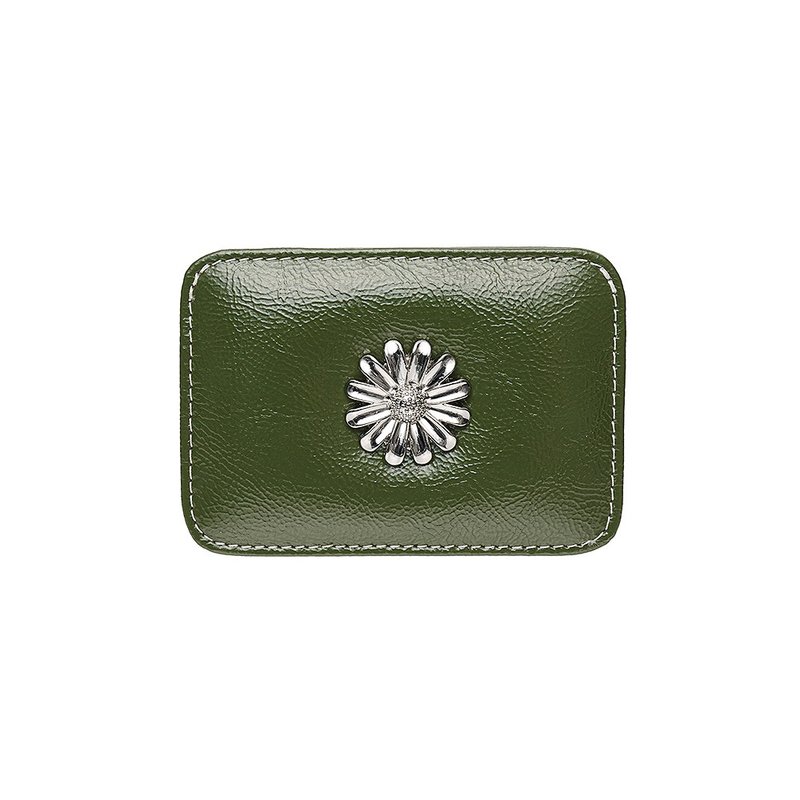 Daisy Slim Mini Transportation Card Wallet Khaki - กระเป๋าสตางค์ - หนังแท้ สีเขียว