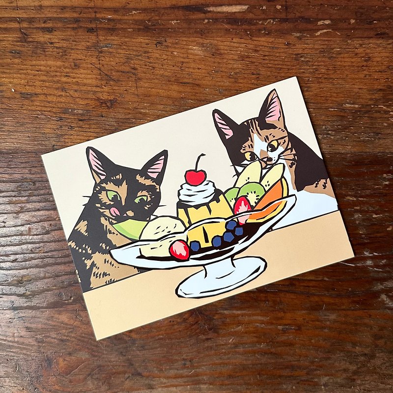 Sanhua cat and tortoiseshell cat postcard - Cards & Postcards - Paper Multicolor