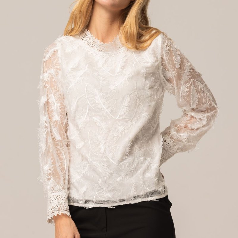 羽毛飄飄微高領上衣   白 - 女裝上衣 - 聚酯纖維 白色