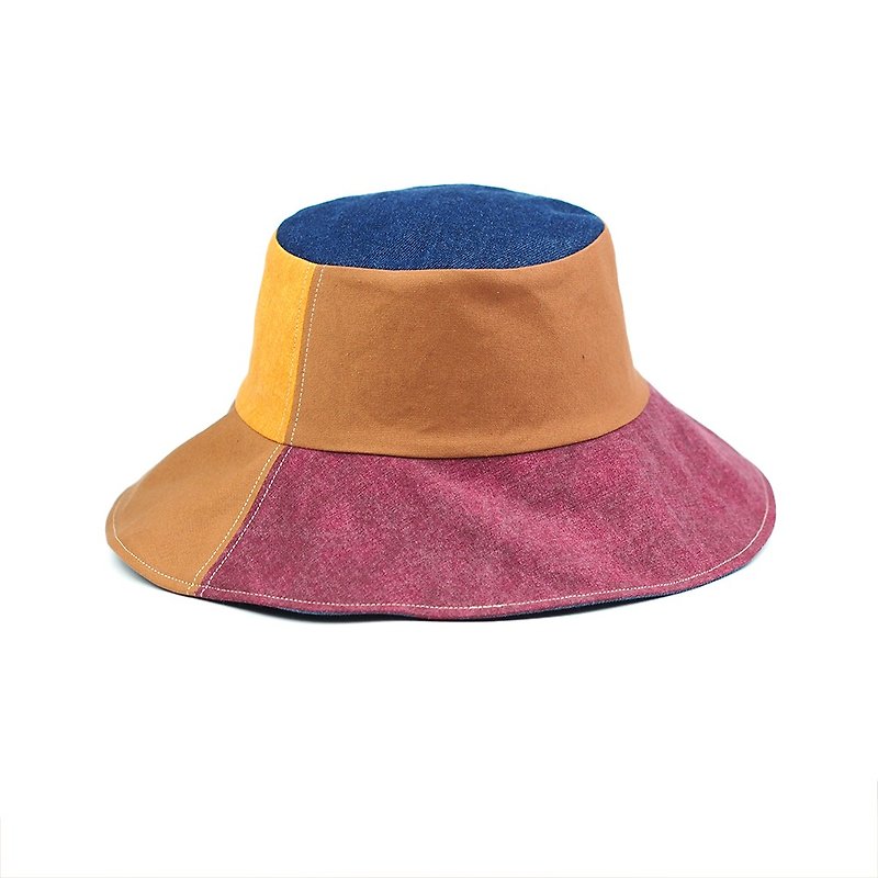 Handmade double-sided bucket hat - หมวก - ผ้าฝ้าย/ผ้าลินิน สีนำ้ตาล