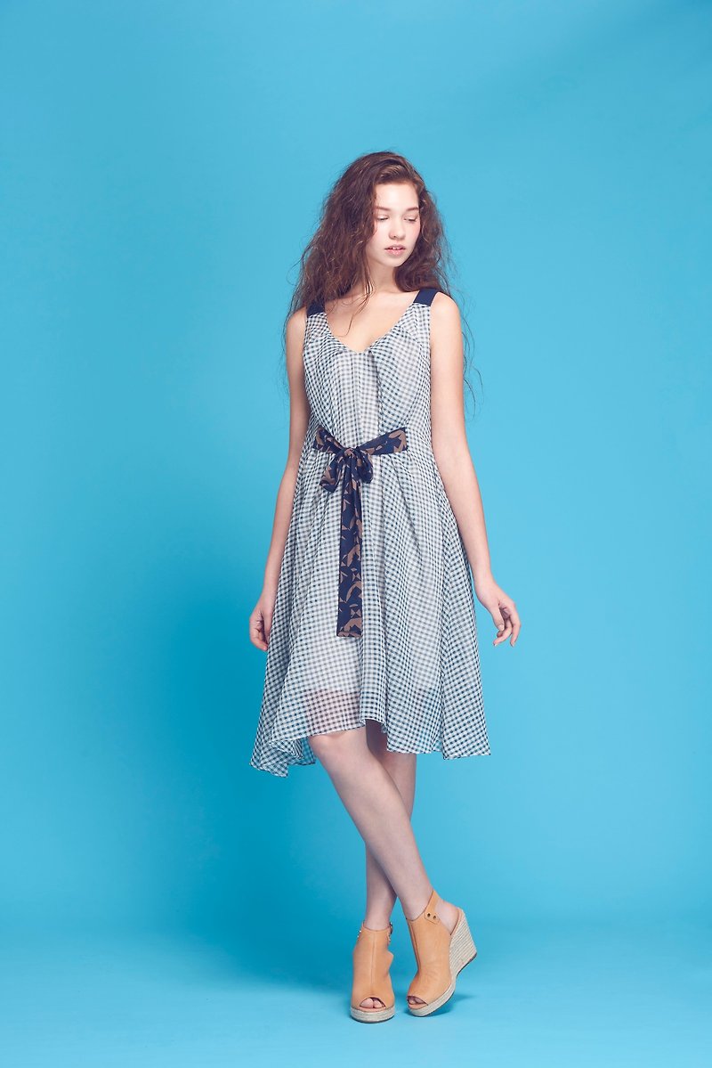 星辰-藍色 - 連身裙 - 聚酯纖維 