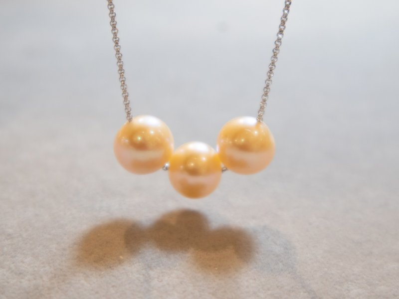 Natural champagne gold freshwater pearl necklace - chain length can be adjusted freely - Necklaces - Pearl Silver