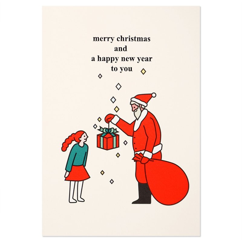 Christmas New Year Card Santa Claus Sends Gifts - การ์ด/โปสการ์ด - กระดาษ 