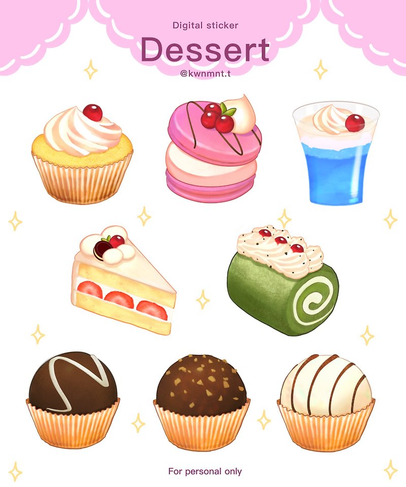 Digital stickers | Dessert | Electronic file | Goodnotes, etc. - Digital Planner & Materials - Other Materials 