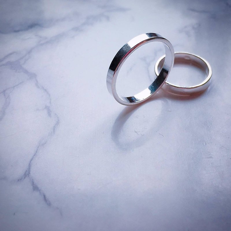 925 sterling silver minimalist flat ring - แหวนทั่วไป - โลหะ สีเงิน