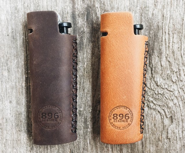 Tan Oil leather lighter case, Lighter cover, Handmade lighter case