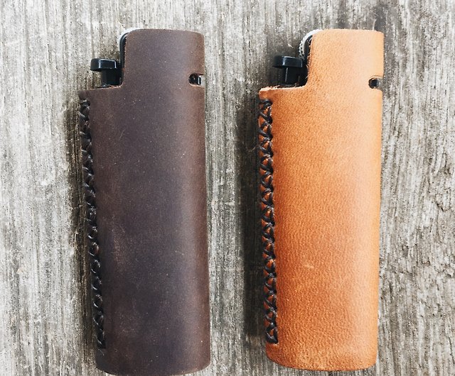 Tan Oil leather lighter case, Lighter cover, Handmade lighter case