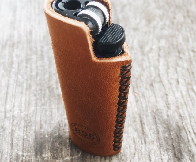 Tan Oil leather lighter case, Lighter cover, Handmade lighter case