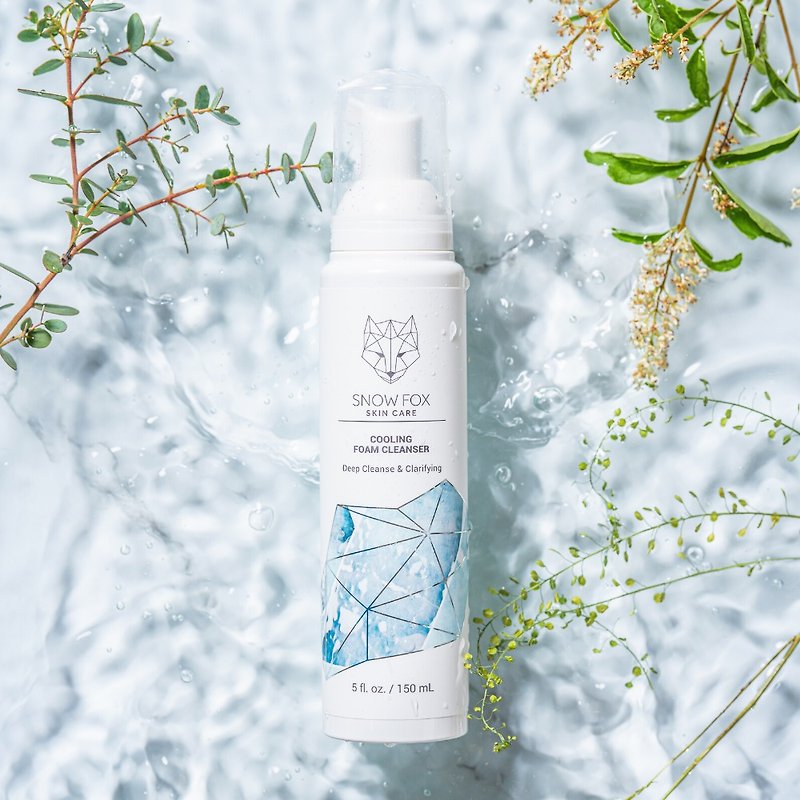 Cooling Foam Cleanser - No SLS or harsh ingredients for Natural Refreshing Clean - Facial Cleansers & Makeup Removers - Concentrate & Extracts White