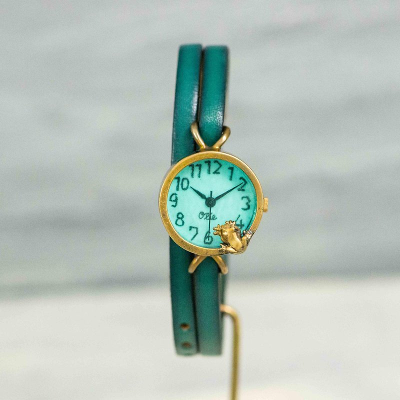 凝望池塘的青蛙款手錶薄荷綠SS - 女錶 - 其他金屬 綠色