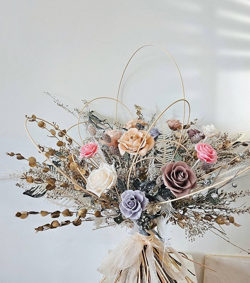 For the special bride-framed bouquet, eternal bouquet, bridal bouquet, outdoor photo bouquet (self-pickup only) - Dried Flowers & Bouquets - Plants & Flowers Khaki