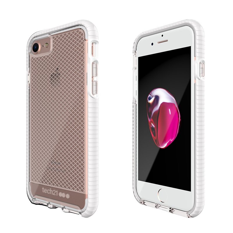 Tech21 British Super Impact Evo Check iPhone 7 Anti-collision Soft Plaid Protective Case-Transparent White (5055517362566) - Phone Cases - Paper Transparent