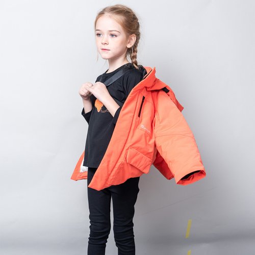 BIR自然棉麻品牌服飾 BIR 肩背式 連帽羽絨外套 (橘/黃)