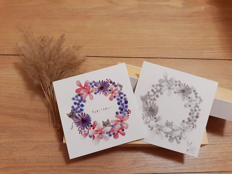 cat&flower postcard - การ์ด/โปสการ์ด - กระดาษ สีม่วง