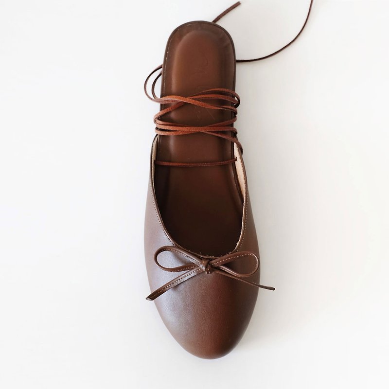 Free. (Brown) DBrown Ballet Life | WL - Indoor Slippers - Genuine Leather Brown