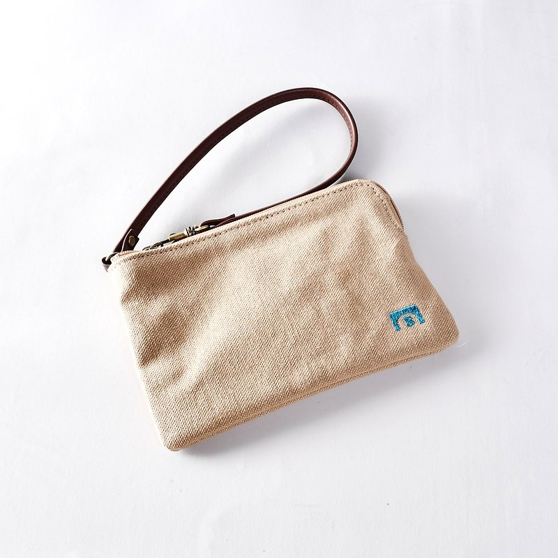 Clutch bag - LEAF khaki - Clutch Bags - Cotton & Hemp Brown