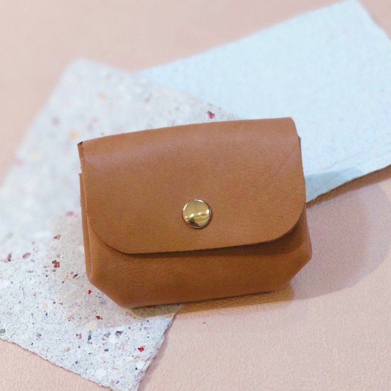 Genuine leather cowhide colorful coin purse-oil Wax hot cocoa purse coin purse card bag exchange gift - กระเป๋าใส่เหรียญ - หนังแท้ สีกากี