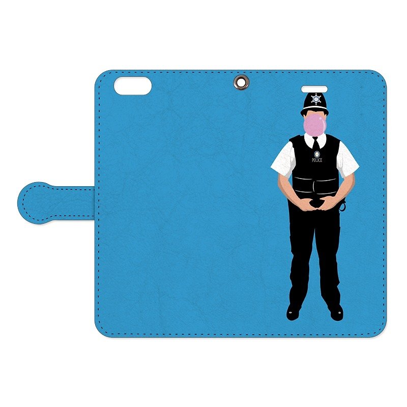 [Notebook type iPhone case] bubblegum - Phone Cases - Genuine Leather Blue