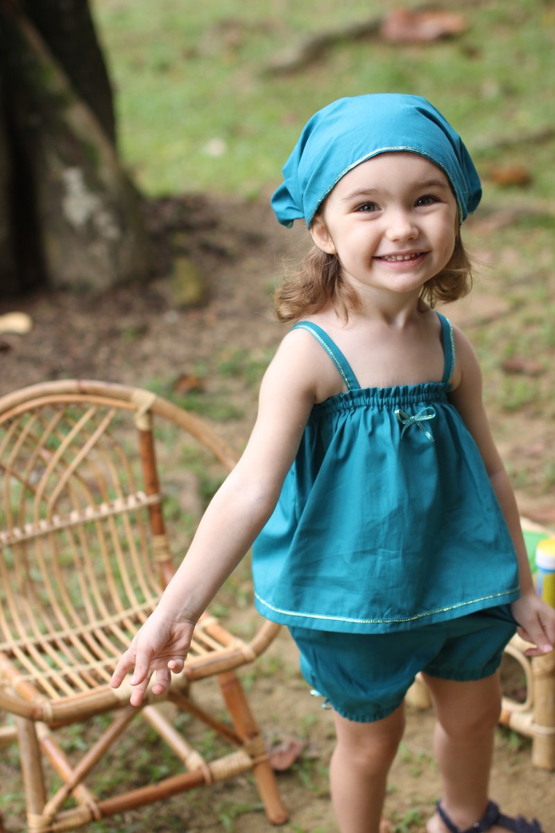 Aqua green baby girl bloomer set - 其他 - 棉．麻 綠色