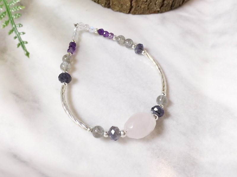 MH sterling silver natural stone custom series _ violet swing _ 菫青石_粉晶 - Bracelets - Crystal Purple
